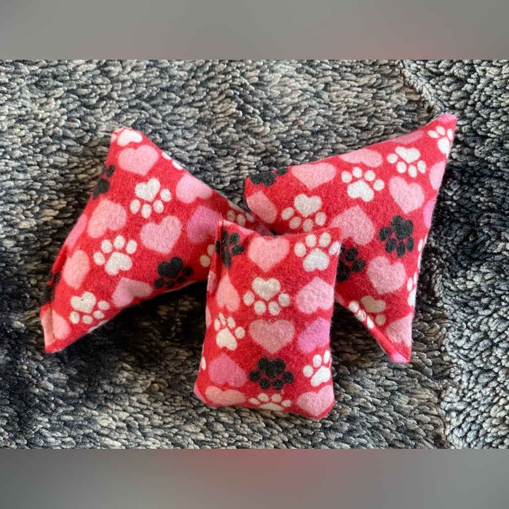 Handmade Multicolored Pawprint Catnip Infused Cat Toy Set of 3